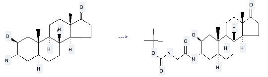 Androstan-17-one,3-amino-2-hydroxy-, (2β,3α,5α)- (9Cl) can produce Boc-Gly-amafalone. 